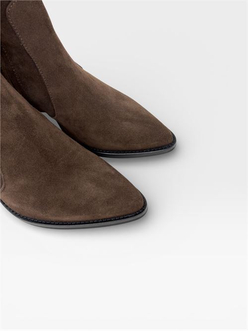 Scarpe da donna stivaletti marroni con tacco nero IL LACCIO | GAIA/LUNA12VELOURT.MORO